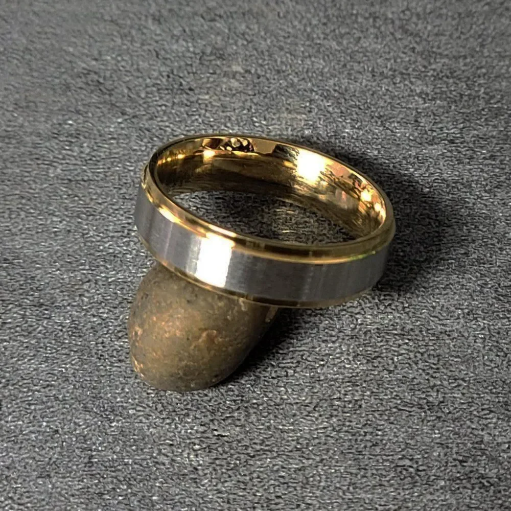 Personalized Engraved Men's Wedding Ring Silver and Gold Two Tone Wedding Ring